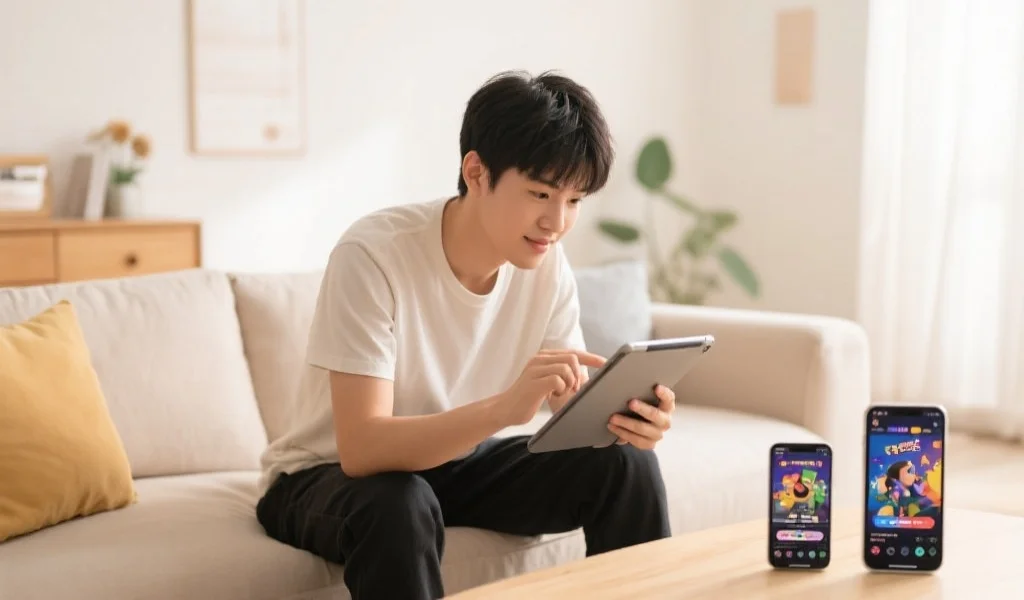 用户愉快使用娱乐APP场景